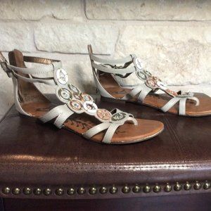 Taupe Sandals with Metal Embellishments